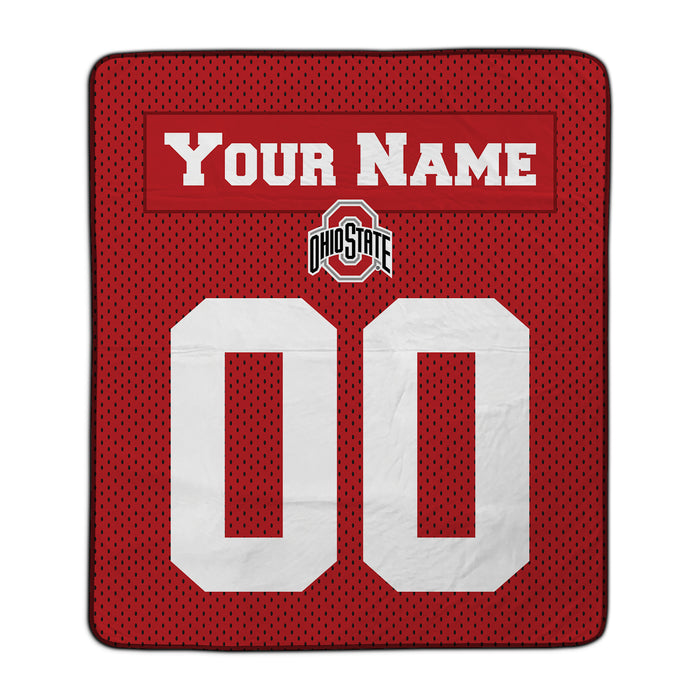 Ohio State Buckeyes Jersey Pixel Fleece Blanket - You Custom