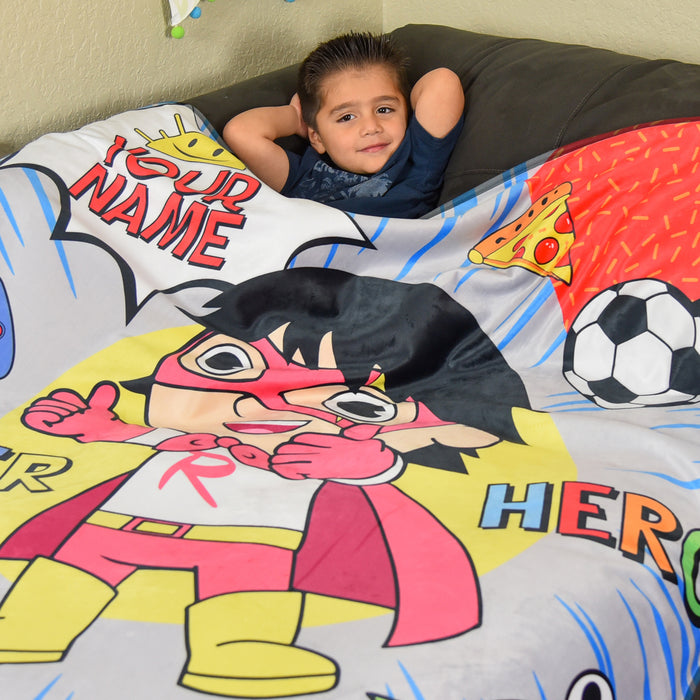 Ryan's World My Hero Pixel Fleece Blanket - You Custom