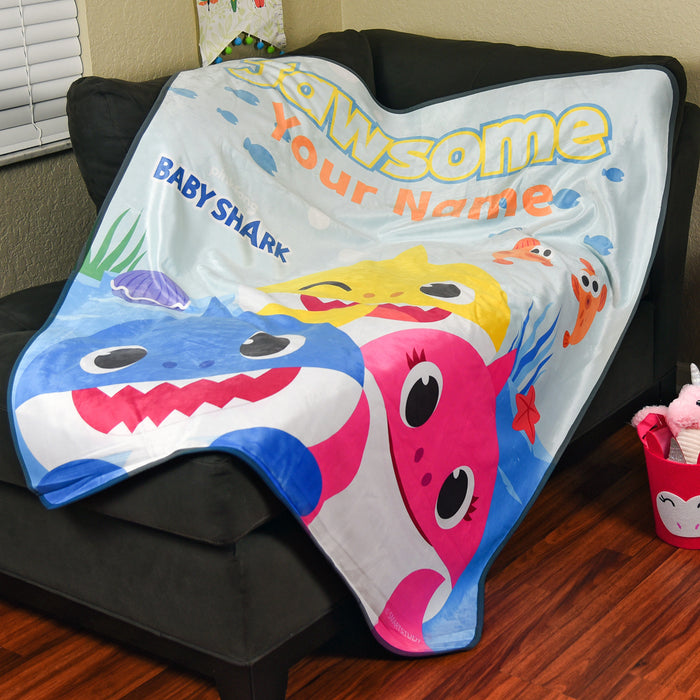 Baby Shark Family Party Pixel Fleece Blanket - You Custom