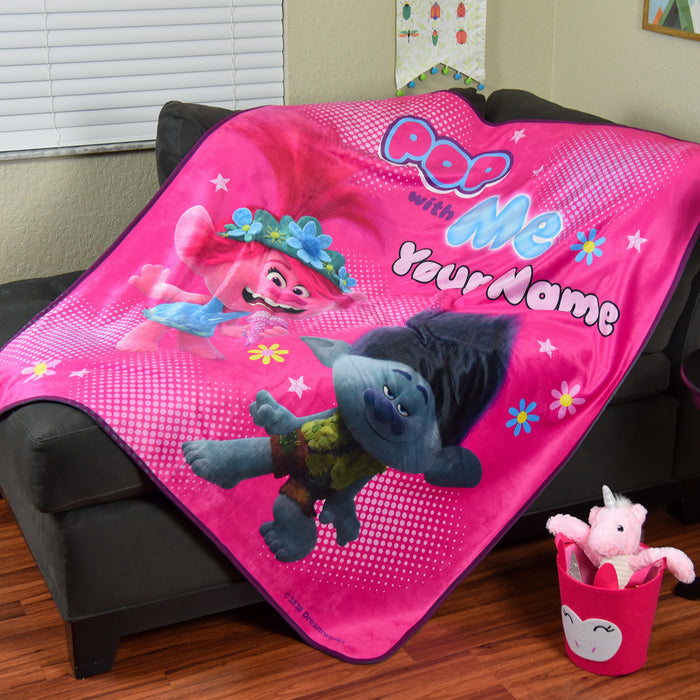 Trolls Pop With Me Pixel Fleece Blanket - You Custom