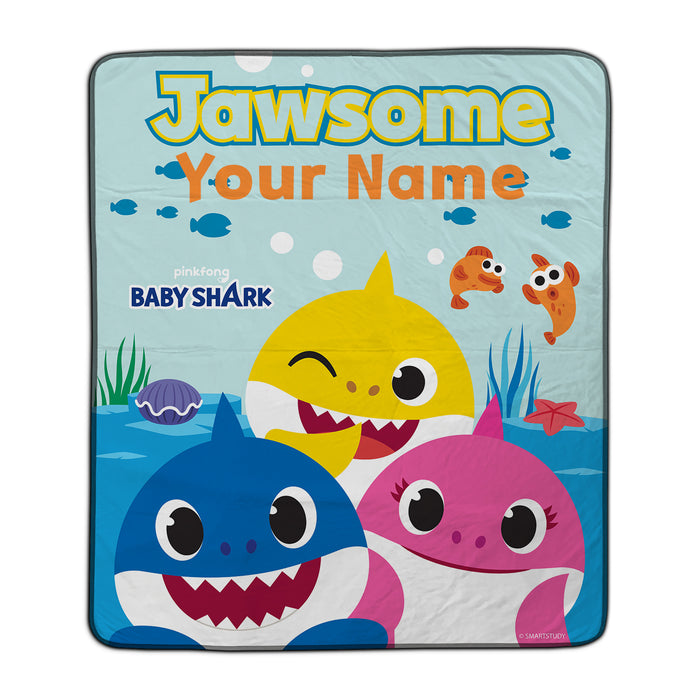 Baby Shark Family Party Pixel Fleece Blanket - You Custom