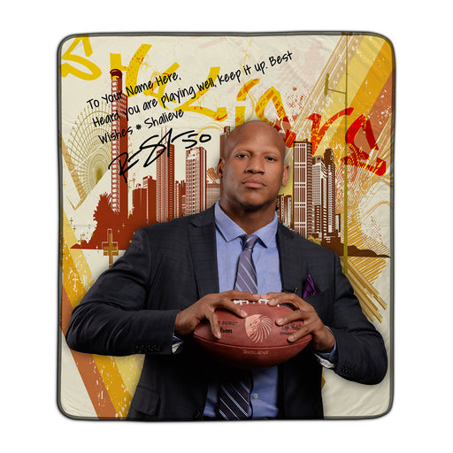 Ryan Shazier Autographed Pixel Fleece Blanket - You Custom
