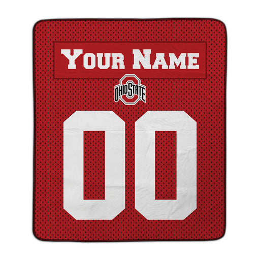 Ohio State Buckeyes Jersey Pixel Fleece Blanket - You Custom