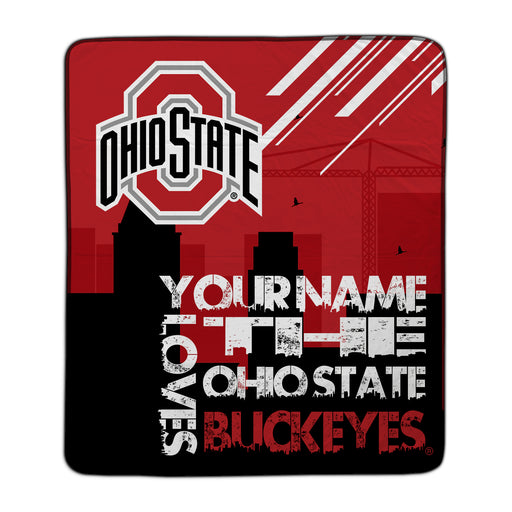 The Ohio State Buckeyes Skyline Pixel Fleece Blanket - You Custom