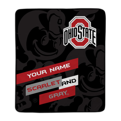 Ohio State Buckeyes Scarlet & Gray Pixel Fleece Blanket - You Custom