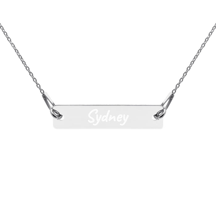Engraved Silver Bar Chain Necklace - You Custom