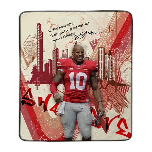 Ohio State Ryan Shazier Autographed Pixel Fleece Blanket - You Custom